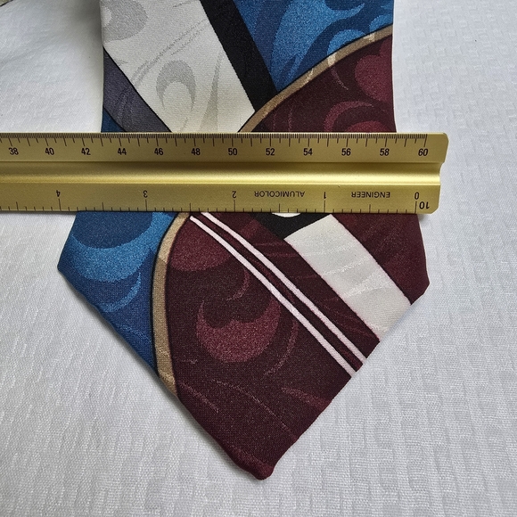 Ketch Mebs Tie Abstract Pattern Blue Black Crimson White - Picture 2 of 6